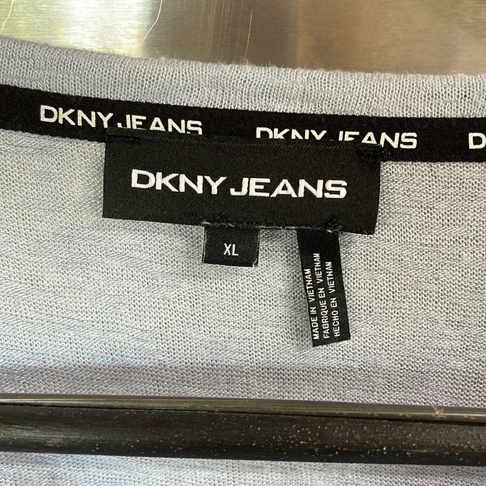 DKNY Jeans  light Blue‎ boat neck women’s XL Sweater Long sleeve deco hem